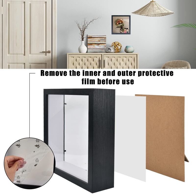 OctBird 8x8 Shadow Box Frame, Black Shadow Box Display Case,