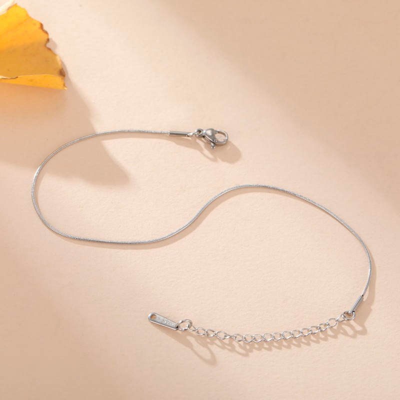 Amaxer Adjustable Stainless Steel Snake Chain Ankle Bracelet 0.04in Width