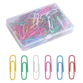 AvoDovA Paper Clips, 28mm Coloured Paper Clips, 100 Pcs Medium Coated Metal Paper Clips, Assorted Colors Paperclip with Plastic Box for Office Supply, Home and School Files Papers