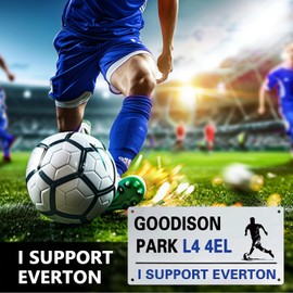 Football Club Sign for Everton, Street Sign Everton Gifts for Men Boy, Tin Sign Metal Poster Wall Decor Everton Football Club Chant - I SUPPORT EVERTON