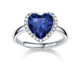 Bestyle Women's Moonstone Ring Adjustable Crystal Ring 925 Silver for Women Girls, Crystal Sterling Silver, Moonstone, sapphire