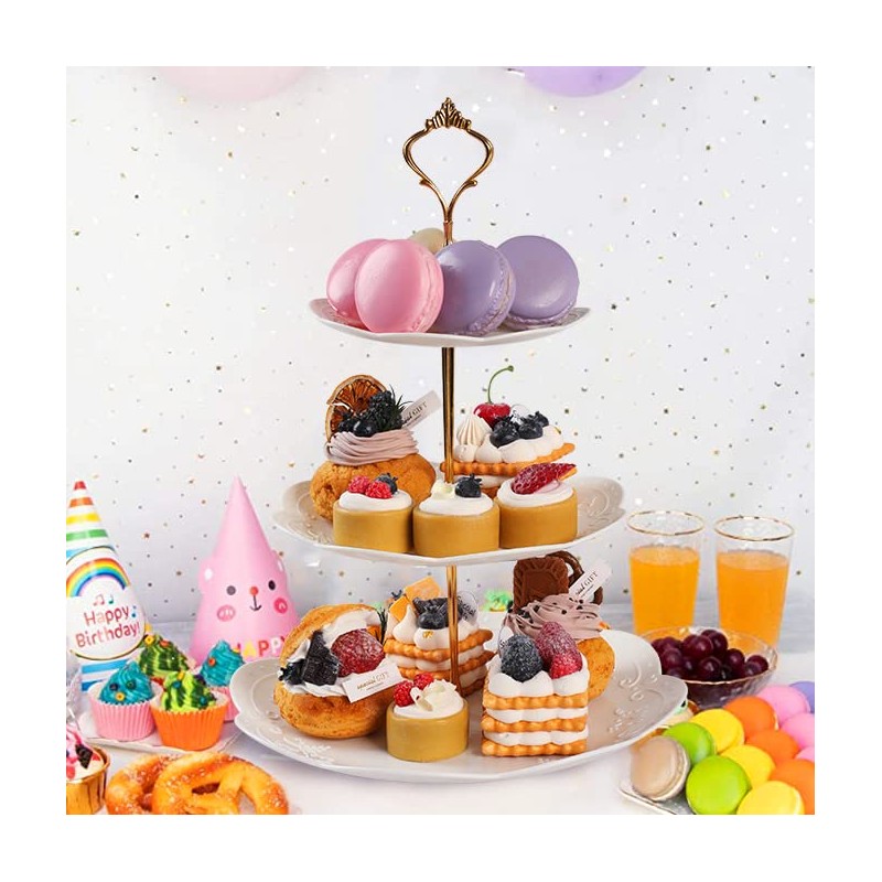 PowerKing Soporte de plástico para Cupcakes de 3 Niveles, Bandeja