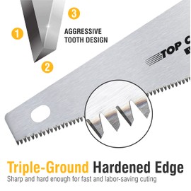 Olympia Tools 15'' hand saw, handsaw 7 TPI for wood cutting, Ergonomic No-slip Rubber grip for sawing, trimming, gardening pruning.