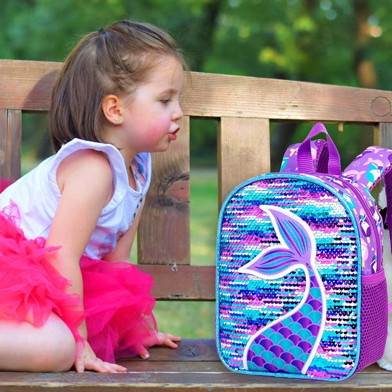 Backpack Leash, 9.5" Toddlers Mermaid Safety Leashes Bookbag for Girls