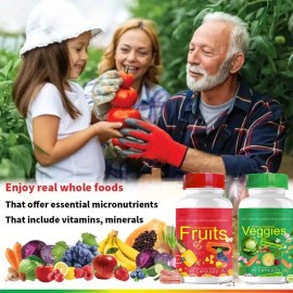 Unbranded 1 Set of 2 Pcs 90 Vegan Fruits and 90 Vegetable Capsules Superfood Vitamins