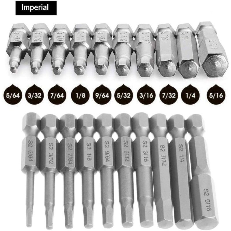 Bestgle 20 Pcs Magnetic Hex Head Allen Wrench Drill Bit