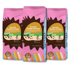 Crazy Cups Decaf Flavored Ground Coffee, French Vanilla Crème, Brew Hot or Iced Coffee, 10 Oz Bags, 3 Pack