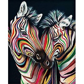 Meecaa Cross Stitch Kits 11 Count Stamped, Colored Zebra Animal Embroidery Kit with Accessories Pre Printed (36CMx46CM) (Zebra)