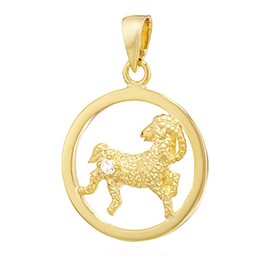 NKlaus 15mm chain pendant zodiac sign Aries gold alloy white topaz genuine with birthstone 14057