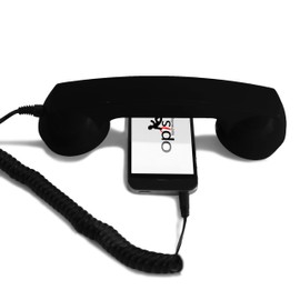 Opis 60s Micro : Retro Phone Handset with USB-C and AUX 3.5mm Plug as a Classic Vintage Telephone Receiver for Cell Mobile Phones (Black)