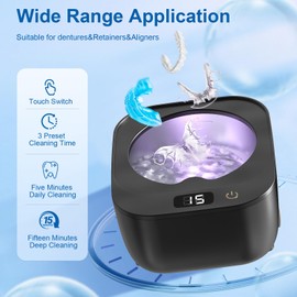 Ultrasonic Retainer Cleaner Machine,Ultrasonic Cleaner Machine for Rerainers,48khz Quickly Cleaning For Retainers,Aligners,Dentures,Mouth Guards,Aligners