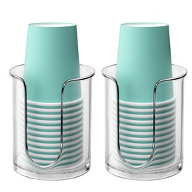 BYAWAY Bathroom Cup Dispenser 5 oz Countertop,2 Pack Mouthwash Cup Holder for Bathroom,PC Small Disposable Cup Holder for 5oz Paper Cups and Mouthwash Cups