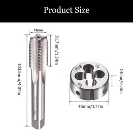 Fleymu M18 x 1.5 Metric Tap and Die Set, HSS Tap and Die Set, Right Thread Fine Thread Cutter, Straight Fluted Tap, Tap Set