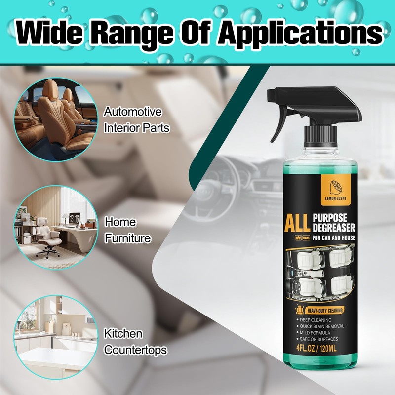 rexibuz 2Pcs All Purpose Degreaser for Car and House,Lemon Scent,Heavy-Duty
