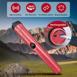 Wothfav Rechargeable Metal Detector Pinpointer for Adults & Kids, 360° Waterproof Detection Handheld Pin Pointer Wand, Quick One Button Adjustment 3 Sensitivity Levels 6 Modes for Treasure Hunting