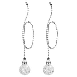 PATIKIL 21 Inch Ceiling Fan Pull Chain Extender Sets, 2 Pcs Crystal Ice Crack Ball Beaded Ball Fan Pull Chain with Ball Chain Connector, Clear