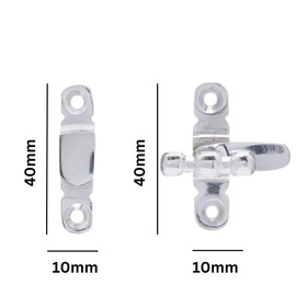 Sisi UK Showcase Type Catch Polished Chrome 40mm Door Turn Catches Cupboard Cabinet Wardrobe Door Catch Lock Gate Hinge for Door with Fixing Screws Pack of 2