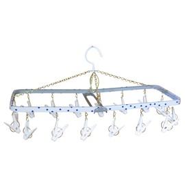 Nishida 111117 Laundry Hanger, Little Corner Hanger with 16 Pinches, Polka Dot Blue, Approx. W 20.3 x D 7.9 x H 10.6 inches (51.5 x 20 x 27 cm)