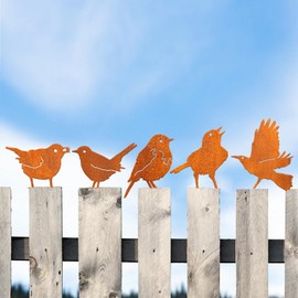 GULURUKIO Rusty Bird Silhouette with Rusty Patina Birds Decoration Lifelike Metal Robin Birds Garden Ornaments Silhouette Simulation Bird Figurine Rustic Outdoor Patio Yard Adornment