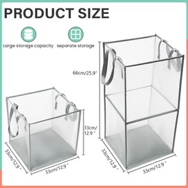 2pcs Portable Laundry Storage Organiser Bins, folding & In Good Shape, Good for Storing Laundry, Toys, Clothing, Groceries etc. in the Bathroom, Laundromat or living room, Gray, L