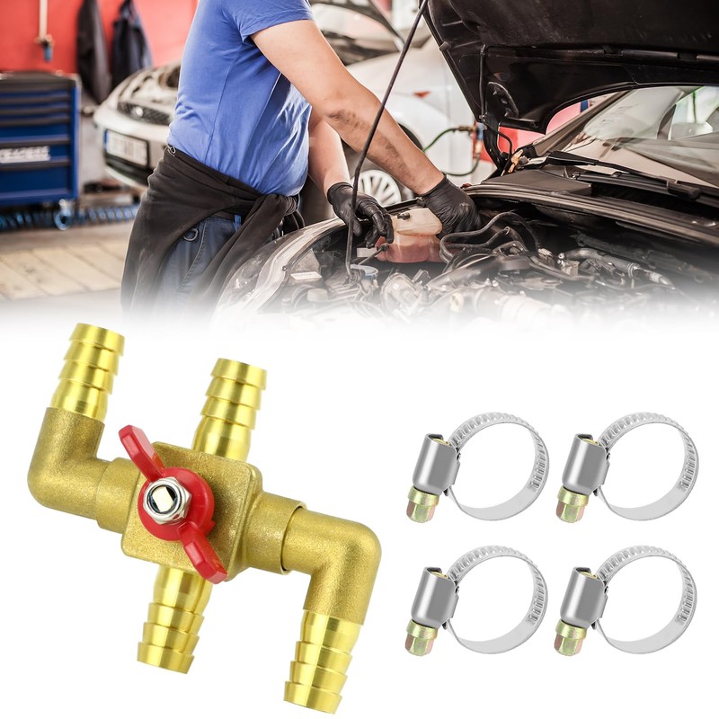 QWORK Solid Brass 5/8" 4-Way Heater Control Valve with Switch,