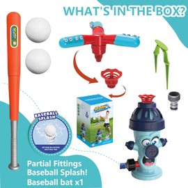 2 in 1 Water Sprinkler Baseball Toy Set,Summer Outdoor Rotating Sprinkler Toys with 2 Sprinkler Heads,Kids Backyard Lawn Pool Party Fun Game Equipment for Boys Girls Age 3 4 5-12