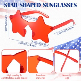 Xuhal 6 Pcs Star Shaped Sunglasses Bulk for Kids 4th of July Star Glasses Patriotic Glasses for Independence Day Party Favors