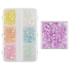 3D Aurora Bubble Nail Beads Mixed Colorful Crystal Gems Flatback Rhinestones Jewels and Abalone Seashell Nail Art Sequins Irregular Thin Glitter Ocean Acrylic Nails Supplies DIY Craft for Women Girls