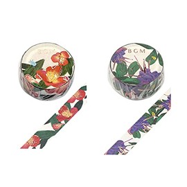 BGM Washi Tape 15mm Masking Tape Set of 2 Foil Stamping Flower Azalea & Violet for Scrapbook Journaling Craft DIY
