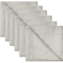 DAPU Napkins Linen 45 x 45 cm Pack of 10 Fabric Napkins 100% Linen Napkins Fabric Washable Napkins with Hemstitch Beige