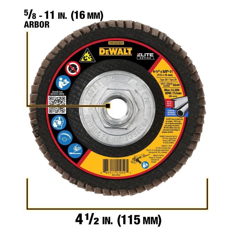 DEWALT DWA8280H 40G T29 XP Ceramic Flap Disc, 4-1/2" x