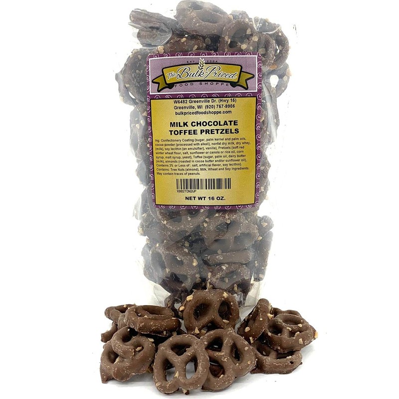 Milk Chocolate Toffee Pretzels, Bulk (1 lb. Resealable Zip Lock