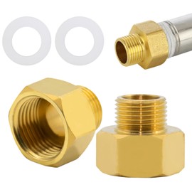 2 PCS 1/2 Female to 3/8 Male BSP Thread Brass Hex Bushing Reducing Connector with 2 Sealing Rings Water Pipe Plumbing Fittings Reducer Adapter Robust Rustproof for Water Gas Pipe Connecting Conversion
