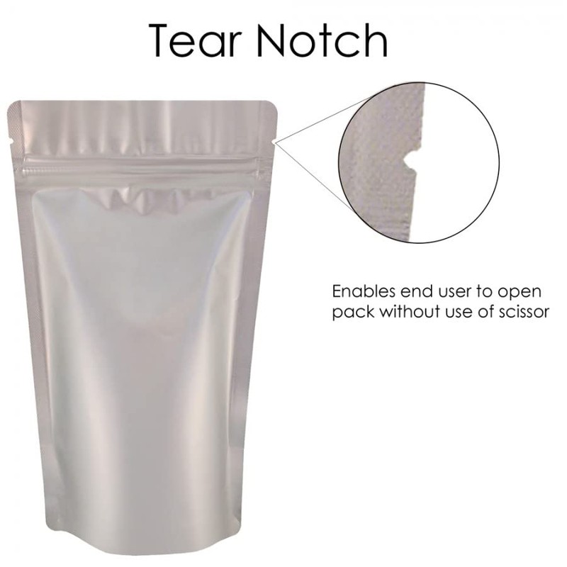 RIGHTPAK Stand Up Pouch Silver Matt 50 Pieces 19cm x