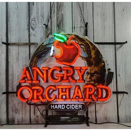 Neon Signs Beer Bar Bedroom Angry Orchard Hard Cider Sign Glass Neon Signs for Office Hotel Pub Cafe Man Cave Neon Light Art Wall Lights 24 X 20 Inches
