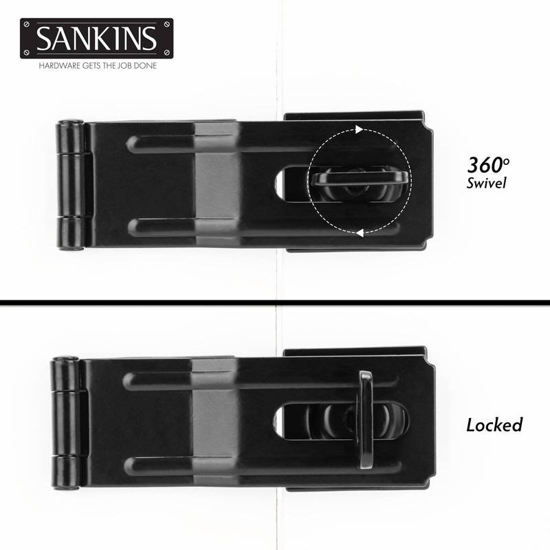 SANKINS 4-1/2" Swivel Staple Safety Hasps, Gate Door Hasp Latches