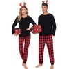 SWOMOG Christmas Pajamas for Women Men Long Sleeve Black Pull