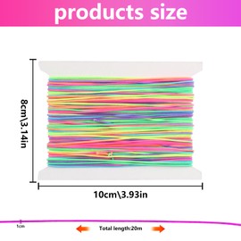 Elastic Band for Bracelets, Colourful Elastic Band for Bracelets, 1 mm x 20 m Rubber Cord, Elastic Thread, Rainbow Rubber Cord, Craft Cord for DIY Crafts, Jewellery Making (Colour)