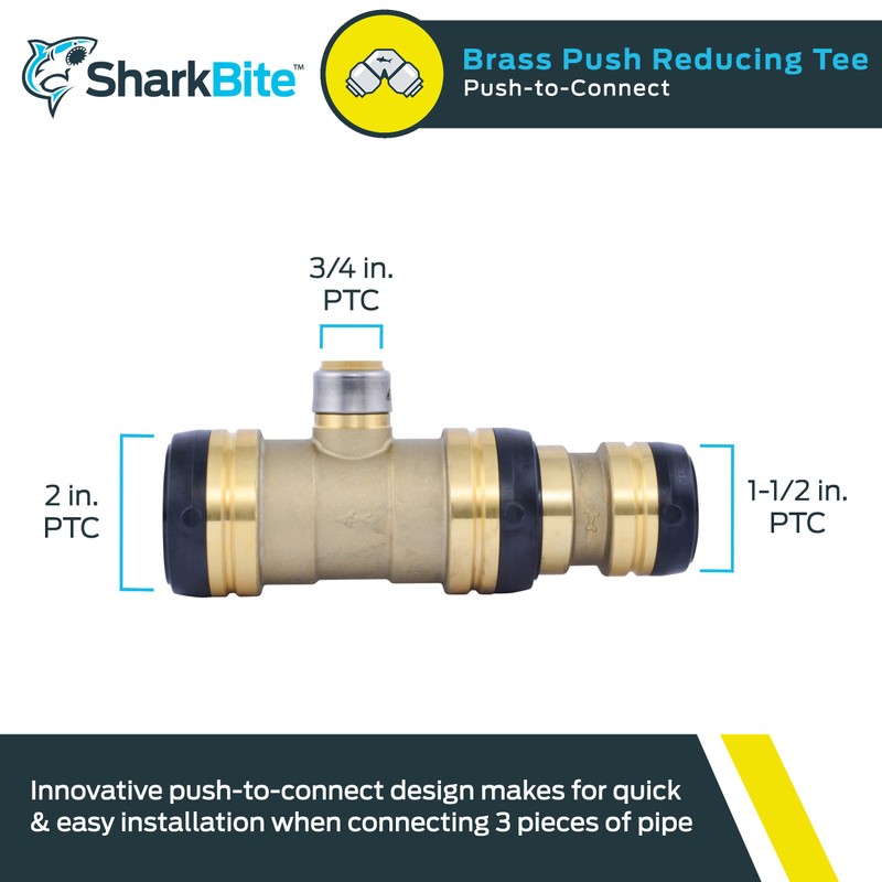 SharkBite 2 Inch x 1-1/2 Inch x 3/4 Inch Reducing