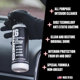 Zero Six - SiO2 Ceramic Interior Cleaner Spray W Microfiber- UV Protection-Anti Static- Anti-Stick Properties | Restores Rubber, Plastic, & Vinyl | Water-Based. Natural Shine