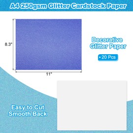 PATIKIL 20 Sheets Dark Blue Glitter Cardstock 8.5 x 11 in, Glitter Card Stock Paper Rectangle Premium Sparkly Paper Craft Cardstock Paper 250gsm for Scrapbook Card DIY Art Wedding Party