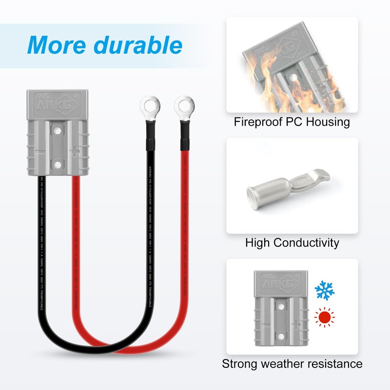 ANKG 50Amp 10Awg Battery Quick Connect Electric Forklift Cable with