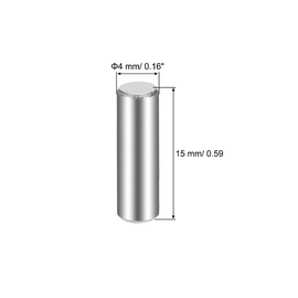 TOP-VIGOR 50Pcs 4mm x 15mm Dowel Pins Shelf Support Pegs, 304 Stainless Steel Cylindrical Shelf Support Pin Fasten Elements Silver Tone