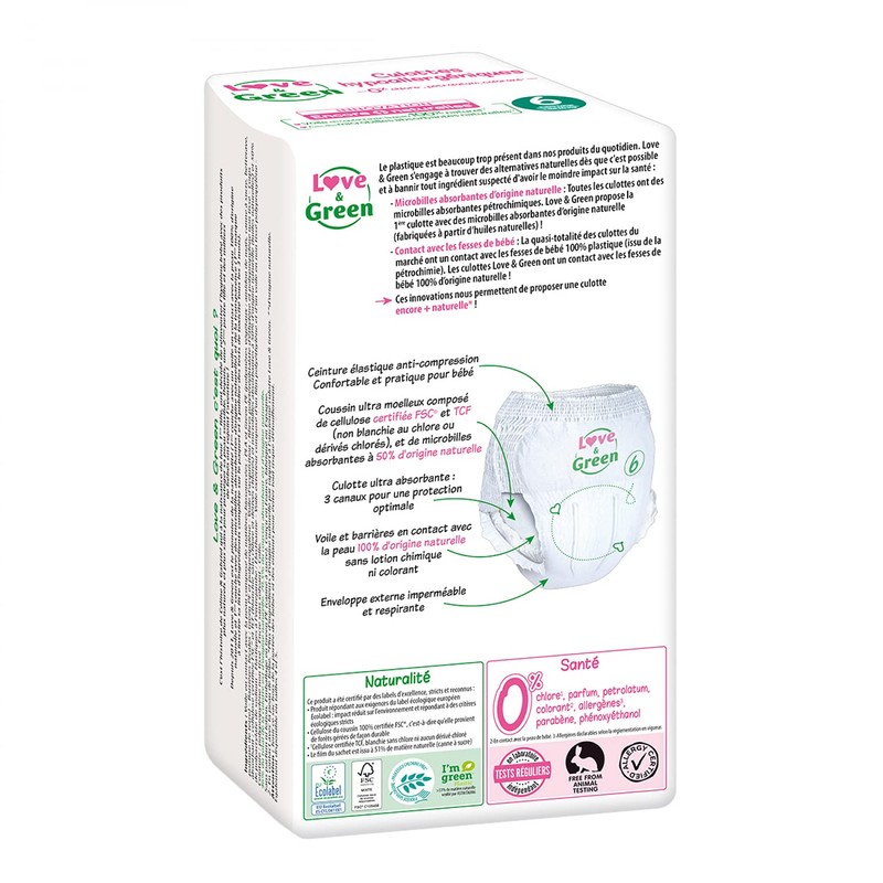 Love & Green – 16 Stück hypoallergene Höschen – Größe