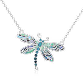 PELOVNY Dragonfly Necklace 925 Sterling Silver Abalone Pendant Turquoise Jewelry for Mothers Day Birthday Christmas Gifts Women