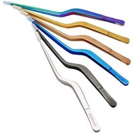 CREATIVECHEF 8 Inch Kitchen Tweezer, Stainless Steel Food Tongs, Kitchen Fine Tweezer, Fine tweezer tongs for food presentation (colorful)