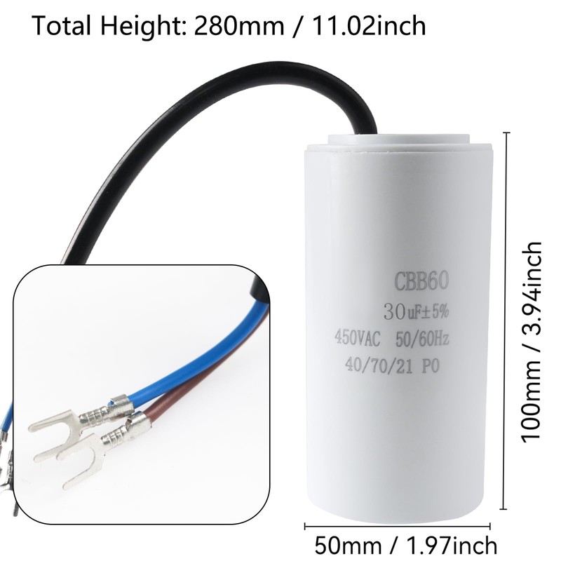 CBB60 30uF uf ± 5% Motor Start Run Capacitor MFD
