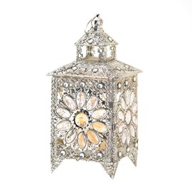 Elegant Jewel Silver Sparkle Decorative Candle Lantern