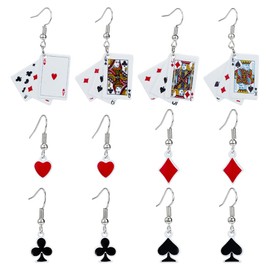 UNICRAFTALE 6 Pairs Poker Dangle Earrings Creative Playing Cards Earrings Hearts Poker Spade Earring Lightweight Cards Party Gifts for Woman Sister Friends