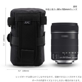 JJC Lens Pouch Lens Case (Lens Size ≤ 80 x 155mm) Fits Canon Lens EF 75-300mm f4.5-5.6 EF 24-105mm f4L EF 16-35mm F4L EF 100mm f2.8L Nikon AF-S 24-70mm f2.8 16-35mm f4g 70 - 300mm f4.5-6.3G Lens